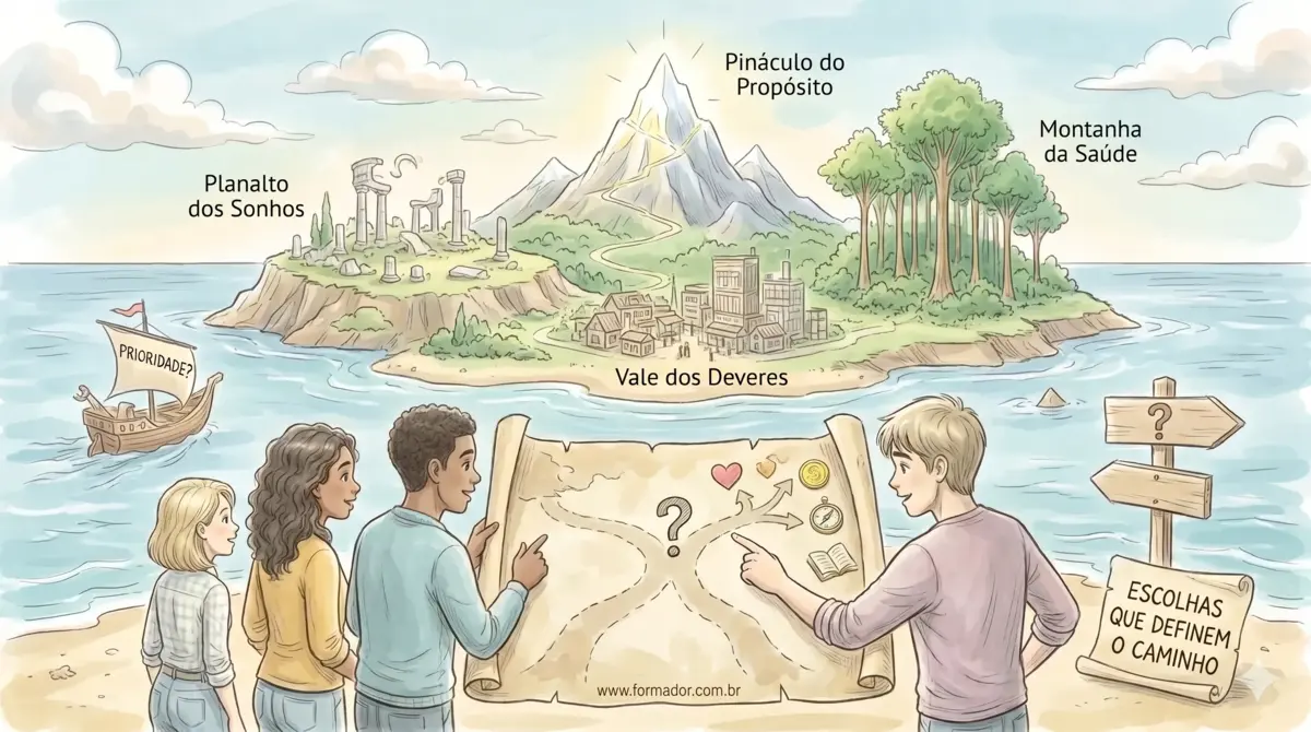 Ilustração da Dinâmica A Ilha das Prioridades - Objetivos: Alinhar os participantes em torno de ...